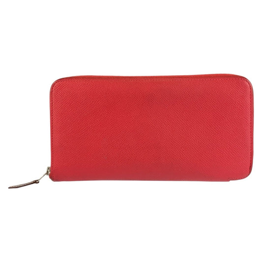 Hermes Azap Long Silk in Red Silver Veau Wallet