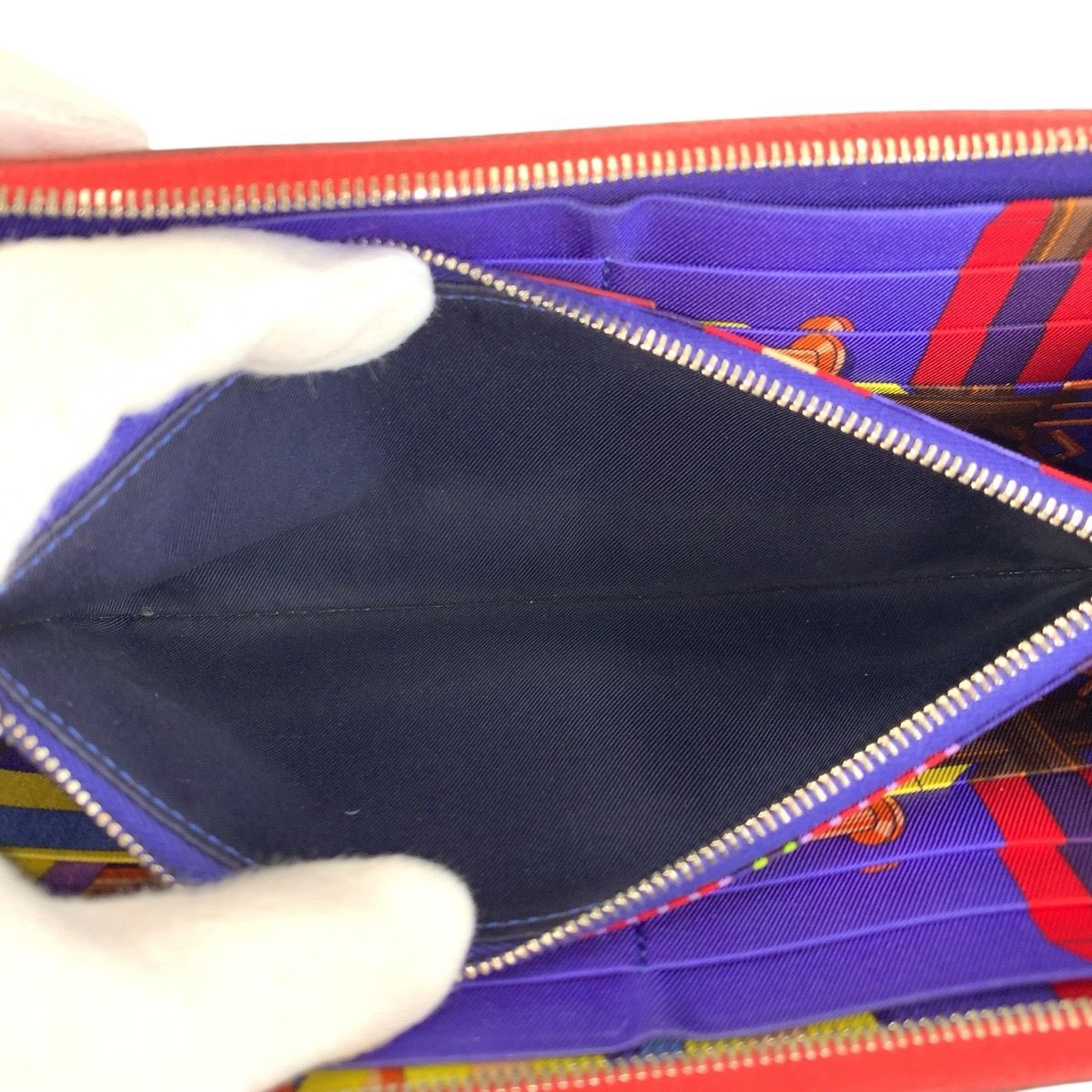 Hermes Azap Long Silk in Red Silver Veau Wallet — view 5