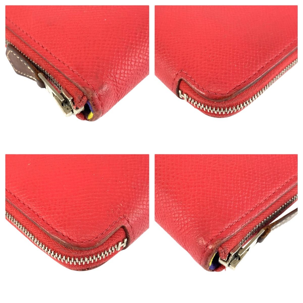 Hermes Azap Long Silk in Red Silver Veau Wallet — view 6