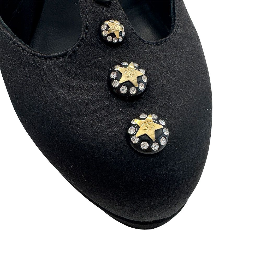 Chanel Shoes Leather Heels Black CC Logo Line — view 3