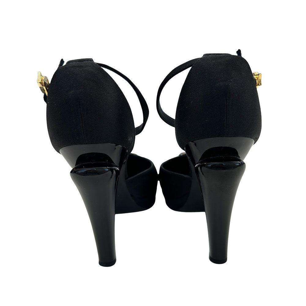 Chanel Shoes Leather Heels Black CC Logo Line — view 7