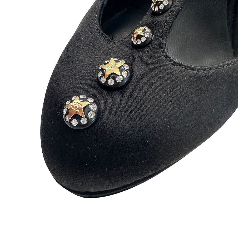Chanel Shoes Leather Heels Black CC Logo Line — view 4