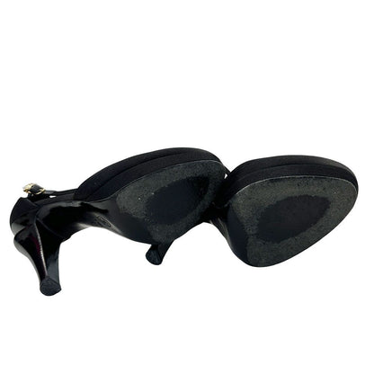 Chanel Shoes Leather Heels Black CC Logo Line — view 8