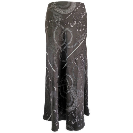 Hermes cutreplacement Long Skirt 38 Gray Silk Scarf Pattern