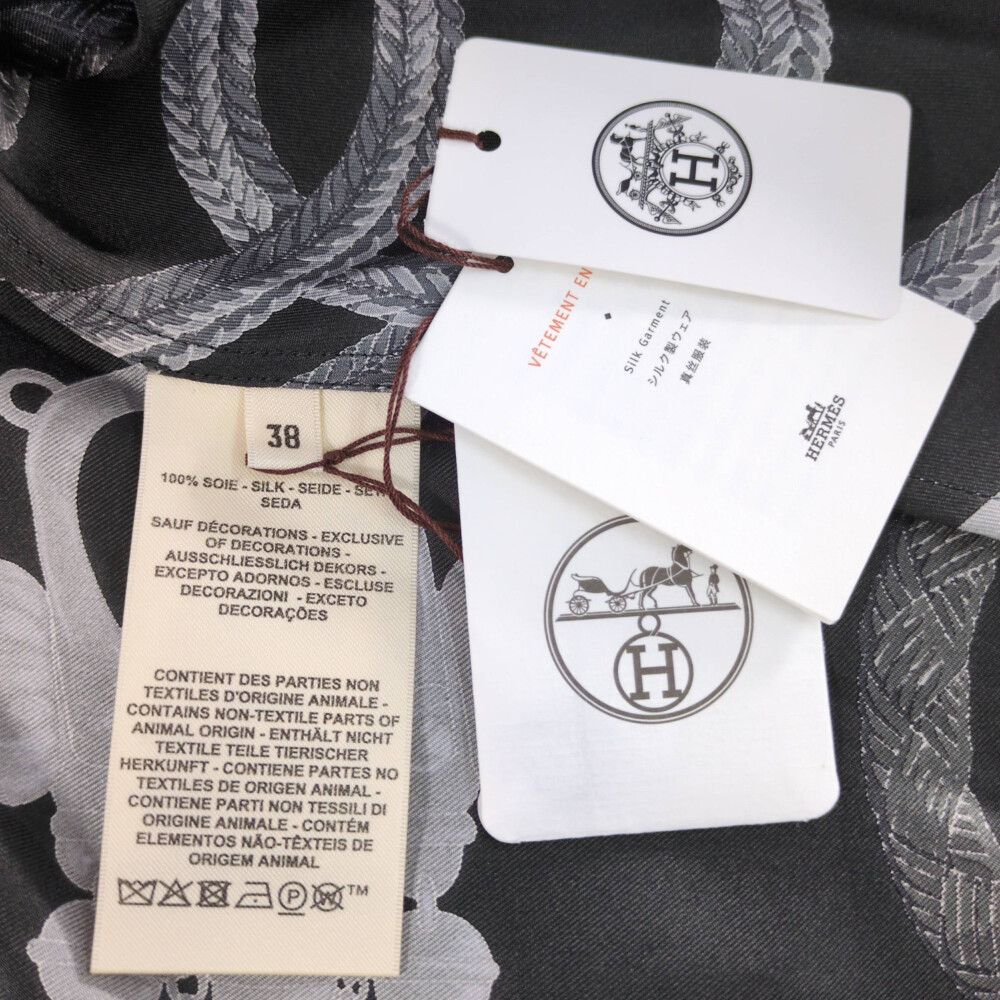 Hermes cutreplacement Long Skirt 38 Gray Silk Scarf Pattern — view 5