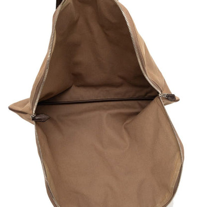 Hermes Handbag Tote Brown Silver Canvas Leather — view 4