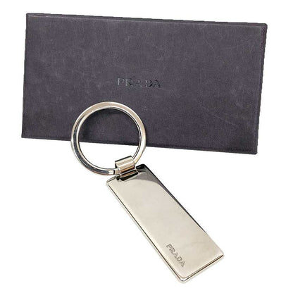 Prada Logo Metalplate Key Holder Portachiavi Silver — view 2