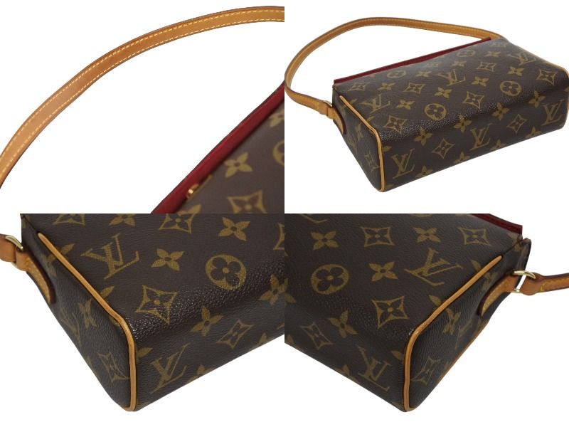 Louis Vuitton Recital Handbag Monogram Canvas Vachetta Leather Brown Gold — view 6