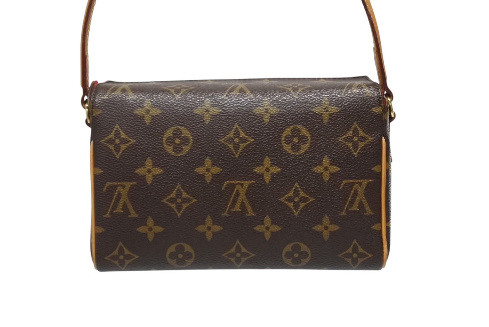 Louis Vuitton Recital Handbag Monogram Canvas Vachetta Leather Brown Gold — view 3