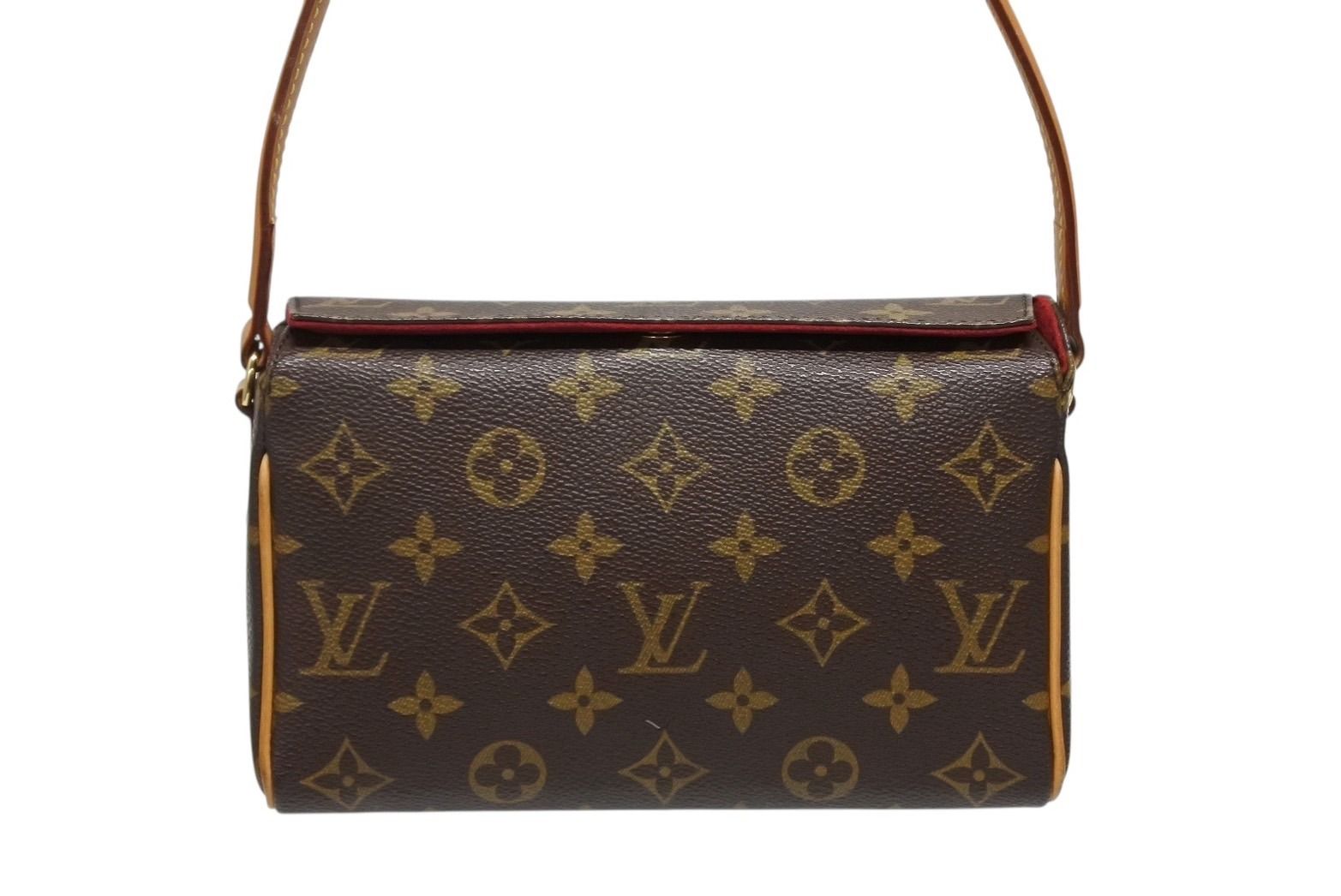 Louis Vuitton Recital Handbag Monogram Canvas Vachetta Leather Brown Gold — view 2