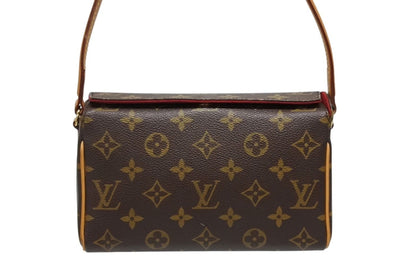 Louis Vuitton Recital Handbag Monogram Canvas Vachetta Leather Brown Gold — view 2