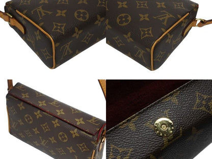 Louis Vuitton Recital Handbag Monogram Canvas Vachetta Leather Brown Gold — view 7
