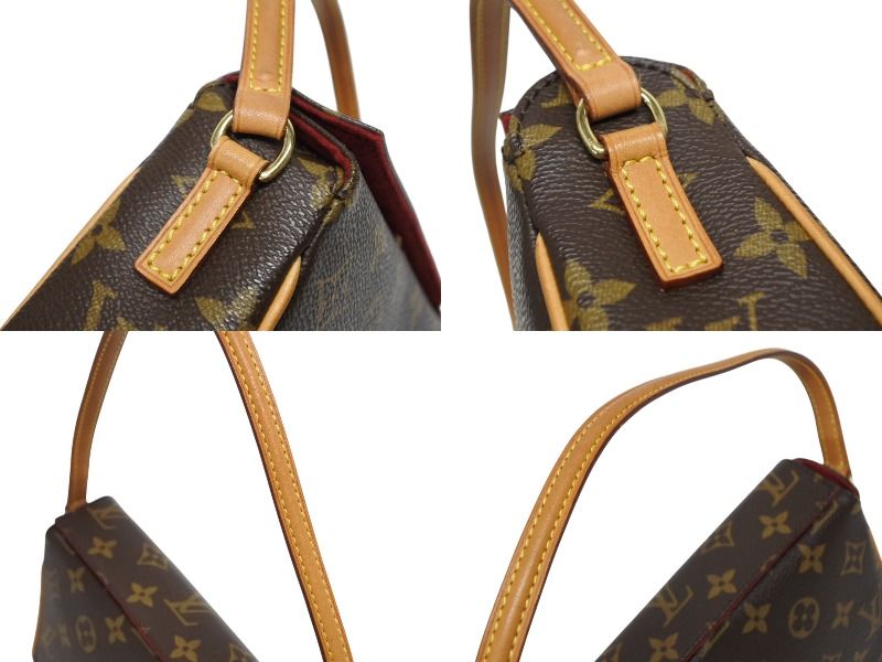 Louis Vuitton Recital Handbag Monogram Canvas Vachetta Leather Brown Gold — view 5