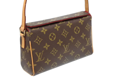Louis Vuitton Recital Handbag Monogram Canvas Vachetta Leather Brown Gold — view 4