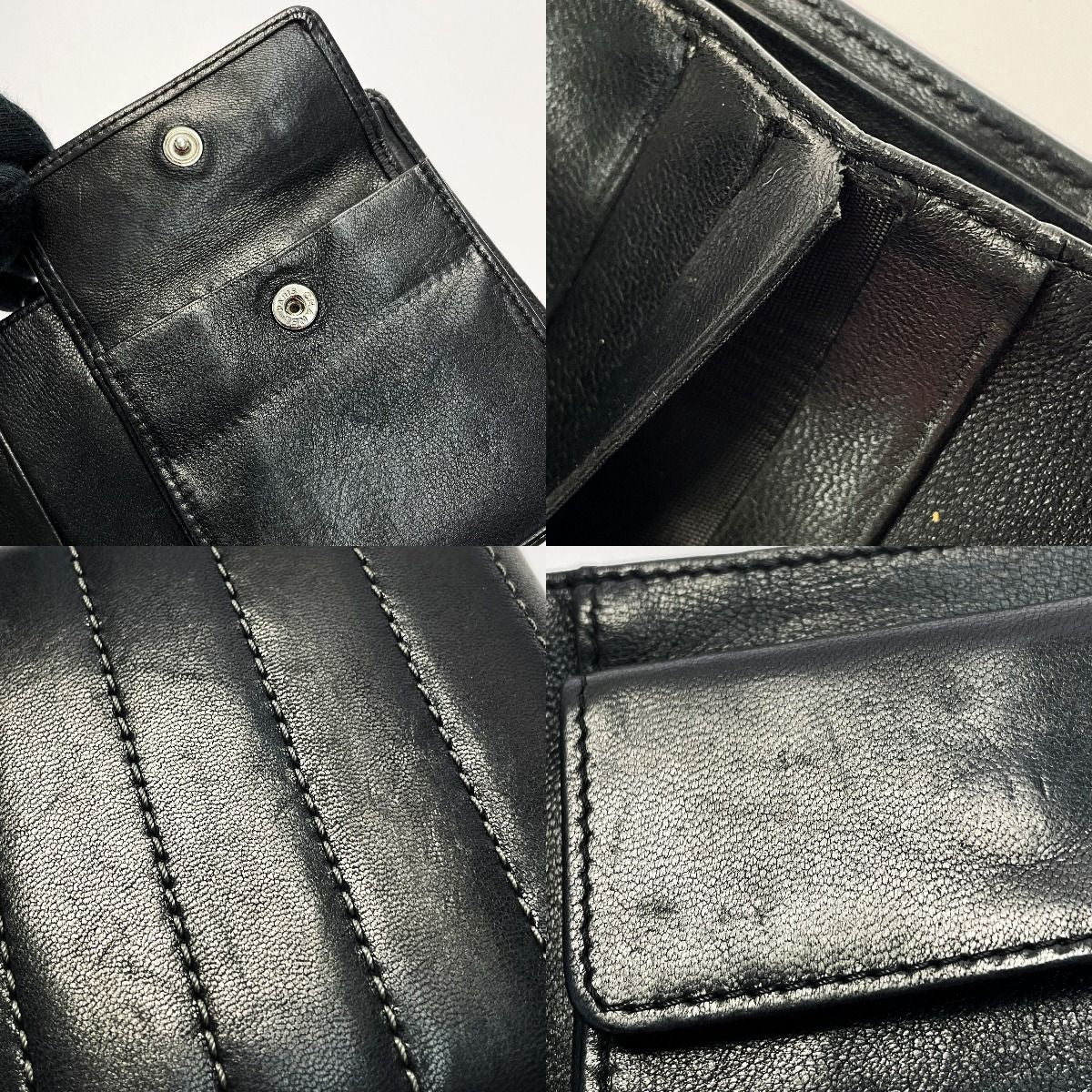 Chanel leline Black Leather Silver Wallet — view 8