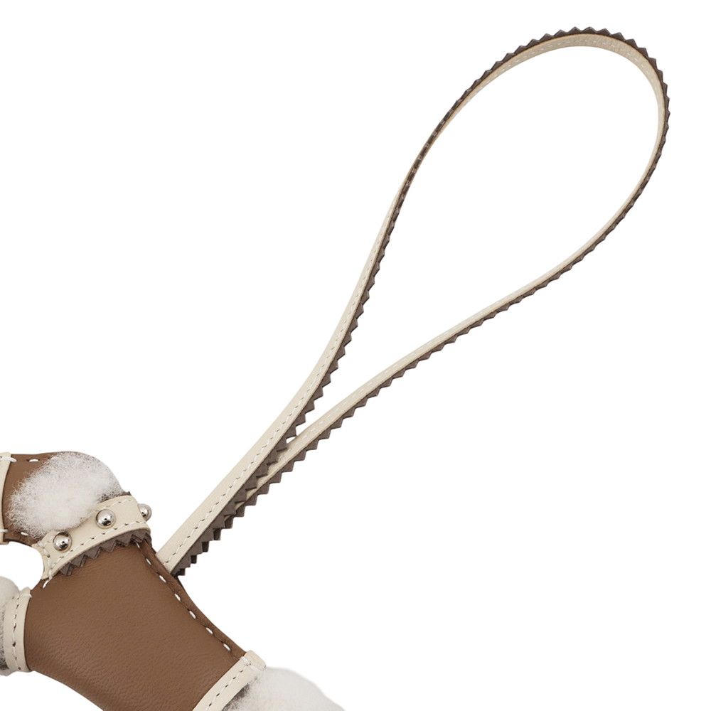 Hermes Bag Charm Buddy Epi Etoupe Cles Silver Lambskin Shearling — view 2