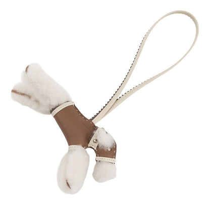 Hermes Bag Charm Buddy Epi Etoupe Cles Silver Lambskin Shearling — view 3