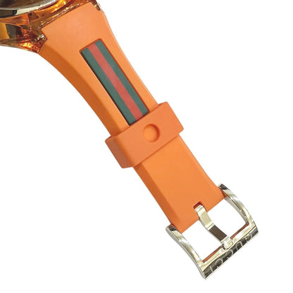 Gucci Sink Watch SS Rubber Quartz Orange Dial 137.3 — view 6