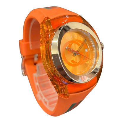 Gucci Sink Watch SS Rubber Quartz Orange Dial 137.3 — view 3