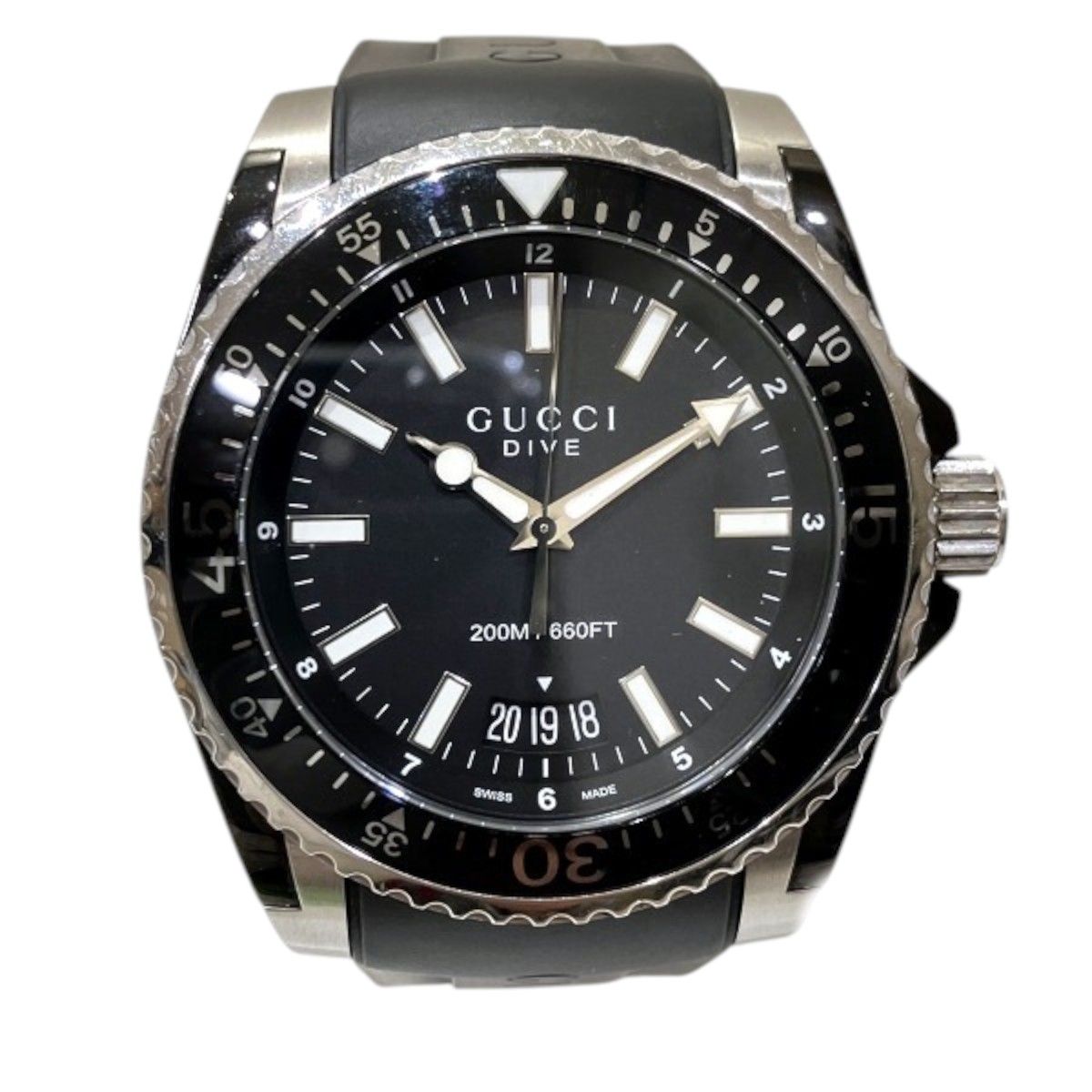 Gucci Watch SS Rubber Quartz Black Dial 136.2