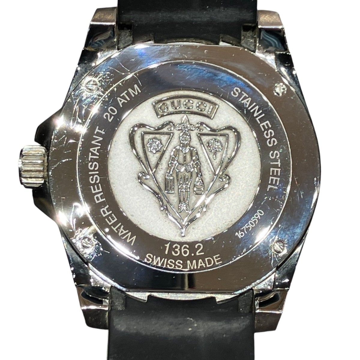 Gucci Watch SS Rubber Quartz Black Dial 136.2 — view 5