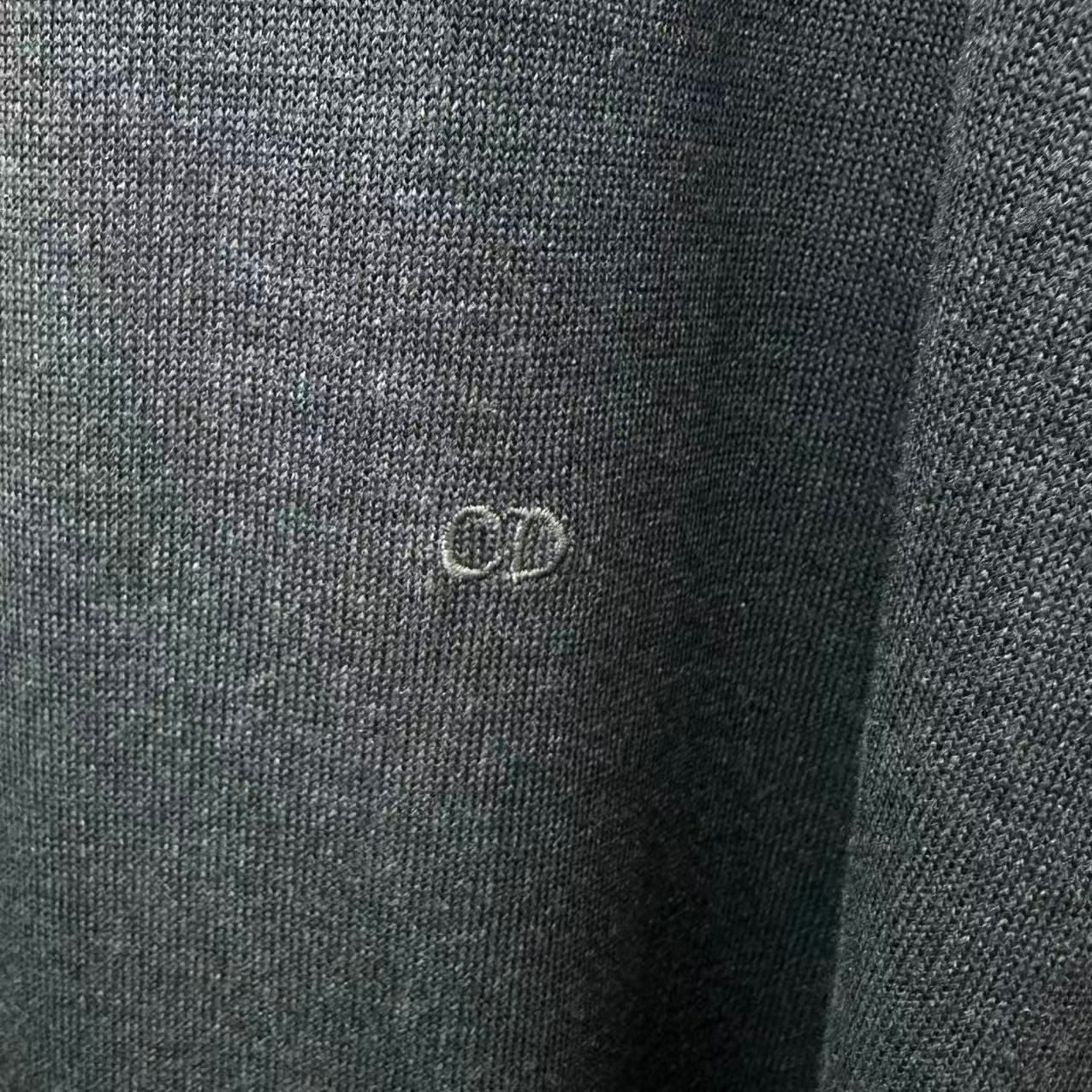 Dior Top Long Sleeve Crew Neck Knit Top Embroidery Logo Silk Navy Sweater — view 4