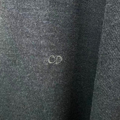Dior Top Long Sleeve Crew Neck Knit Top Embroidery Logo Silk Navy Sweater — view 4