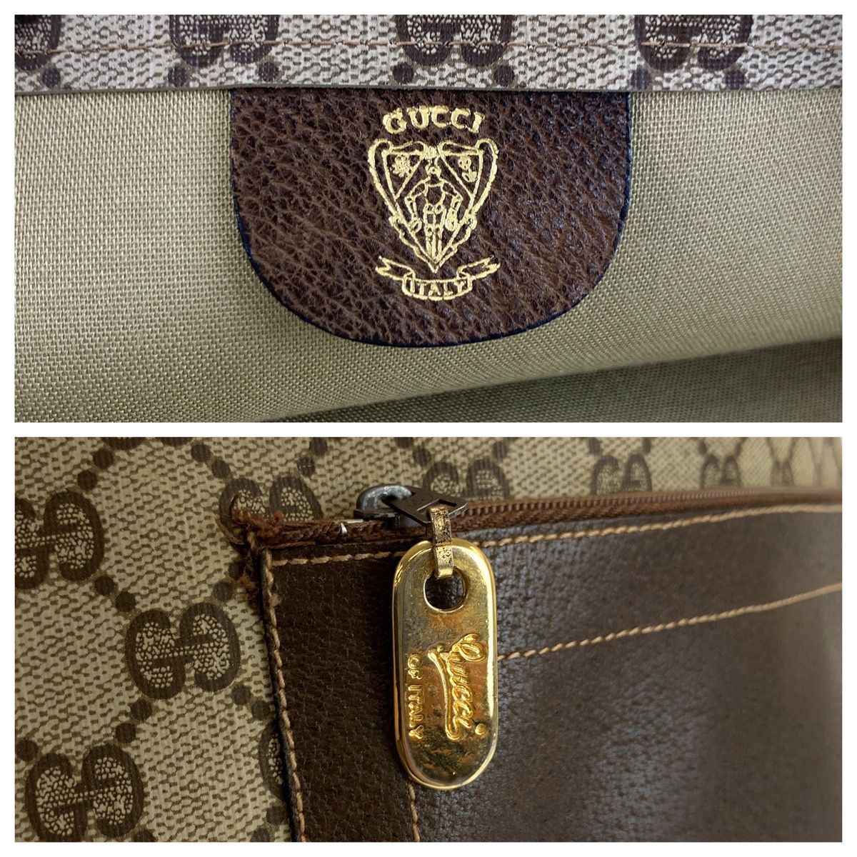 Gucci Vintage Sherry Line Beige Brown GG Supreme Canvas Tote Shoulder Bag — view 3