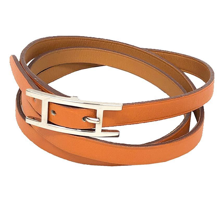 Hermes Hapi 3 Bracelet Sa Leather Longbracelet Choker Orange
