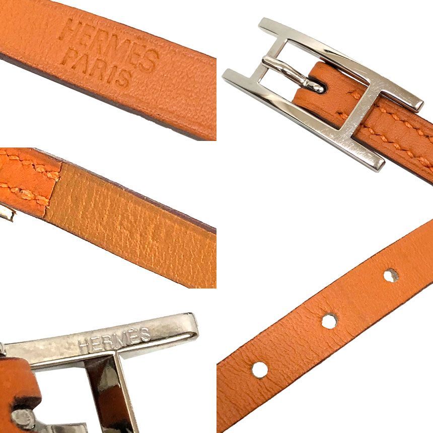 Hermes Hapi 3 Bracelet Sa Leather Longbracelet Choker Orange — view 3