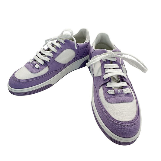 Chanel Sneakers Canvas Purple CC Logo