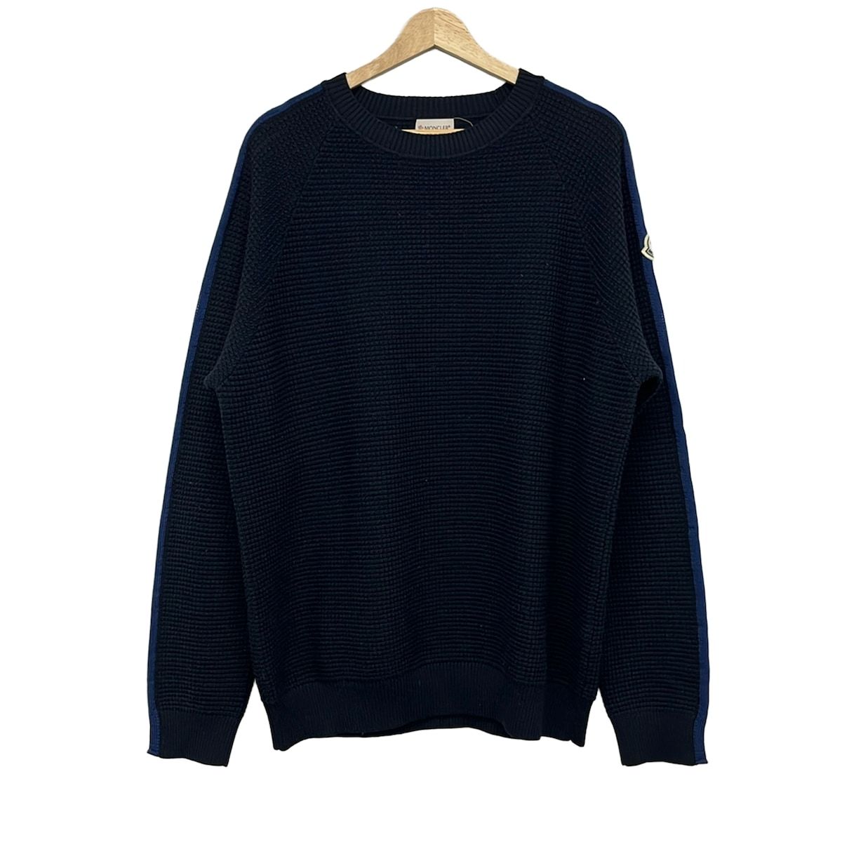 Moncler Sweater XXL XL Girocollo Tricot Da Ninenavy White Multi Kuru
