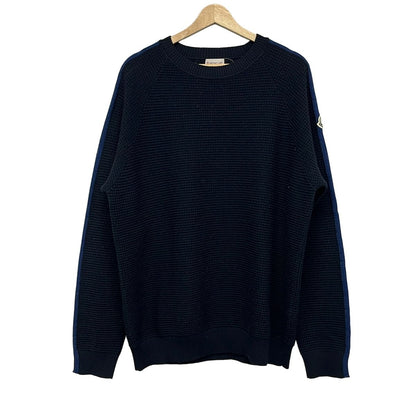 Moncler Sweater XXL XL Girocollo Tricot Da Ninenavy White Multi Kuru