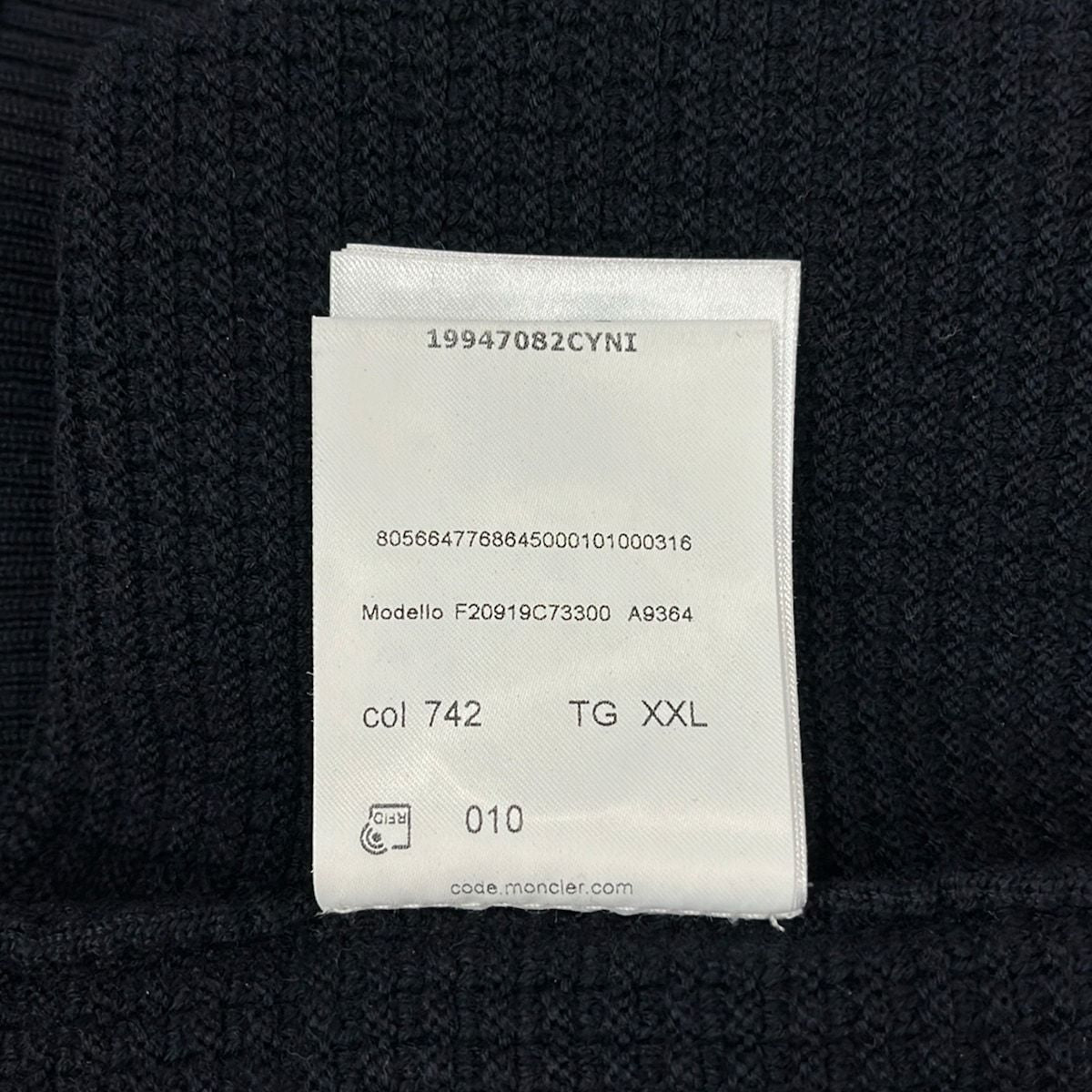 Moncler Sweater XXL XL Girocollo Tricot Da Ninenavy White Multi Kuru — view 6