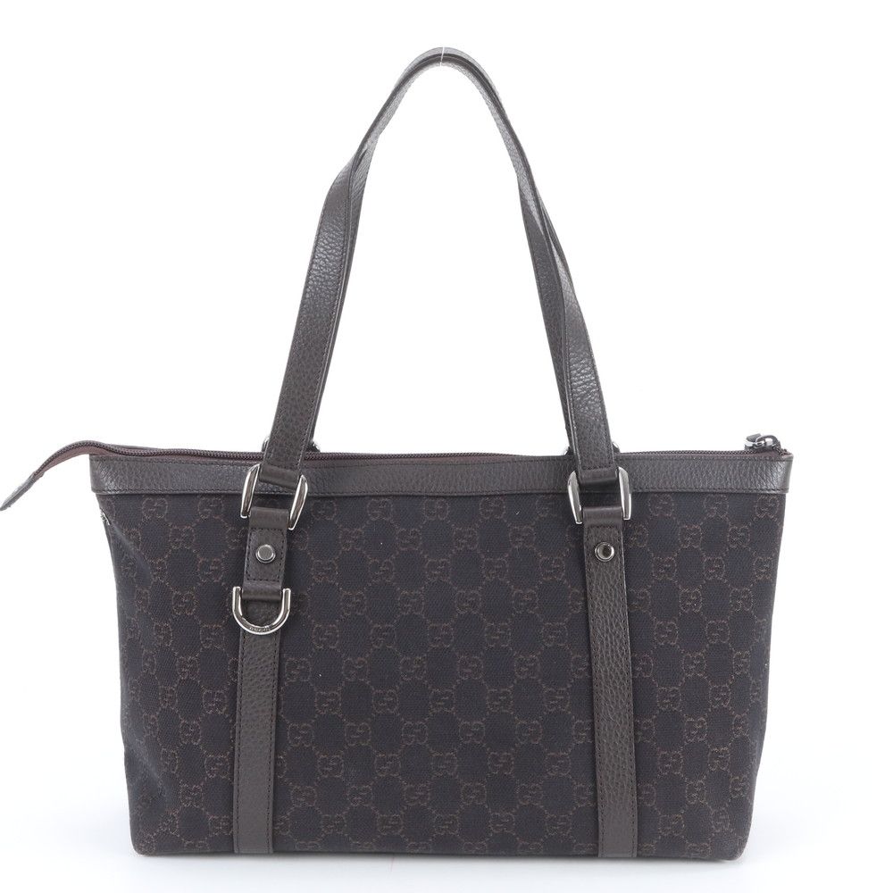 Gucci GG Canvas Abbey Leather Tote Shoulder Brown — view 3