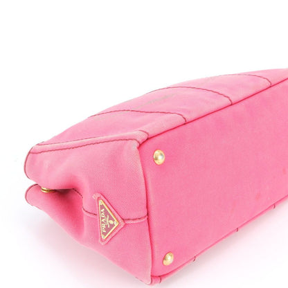 Prada Canapa Handbag Tote Trianglelogo Pink — view 4