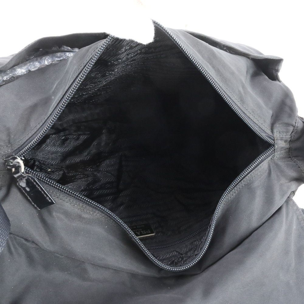 Prada Tessuto Nylon Trianglelogo Leather Shoulder Bag Crossbody Black — view 7