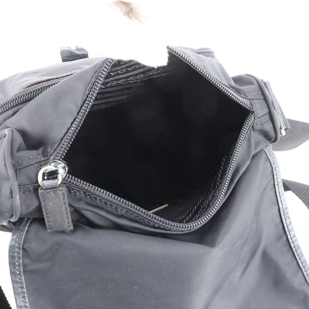 Prada Tessuto Nylon Trianglelogo Leather Shoulder Bag Crossbody Black — view 6