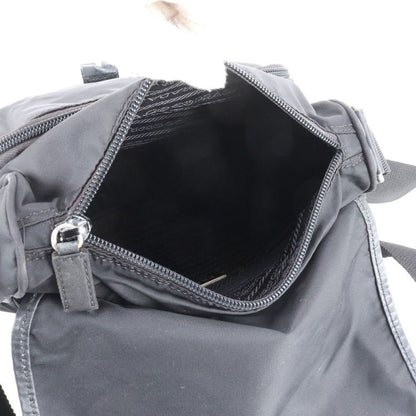 Prada Tessuto Nylon Trianglelogo Leather Shoulder Bag Crossbody Black — view 6