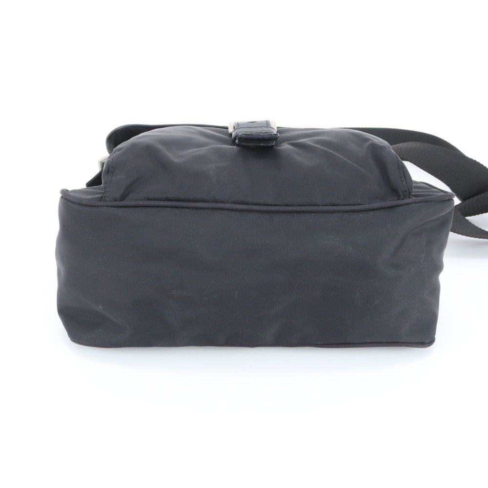 Prada Tessuto Nylon Trianglelogo Leather Shoulder Bag Crossbody Black — view 4