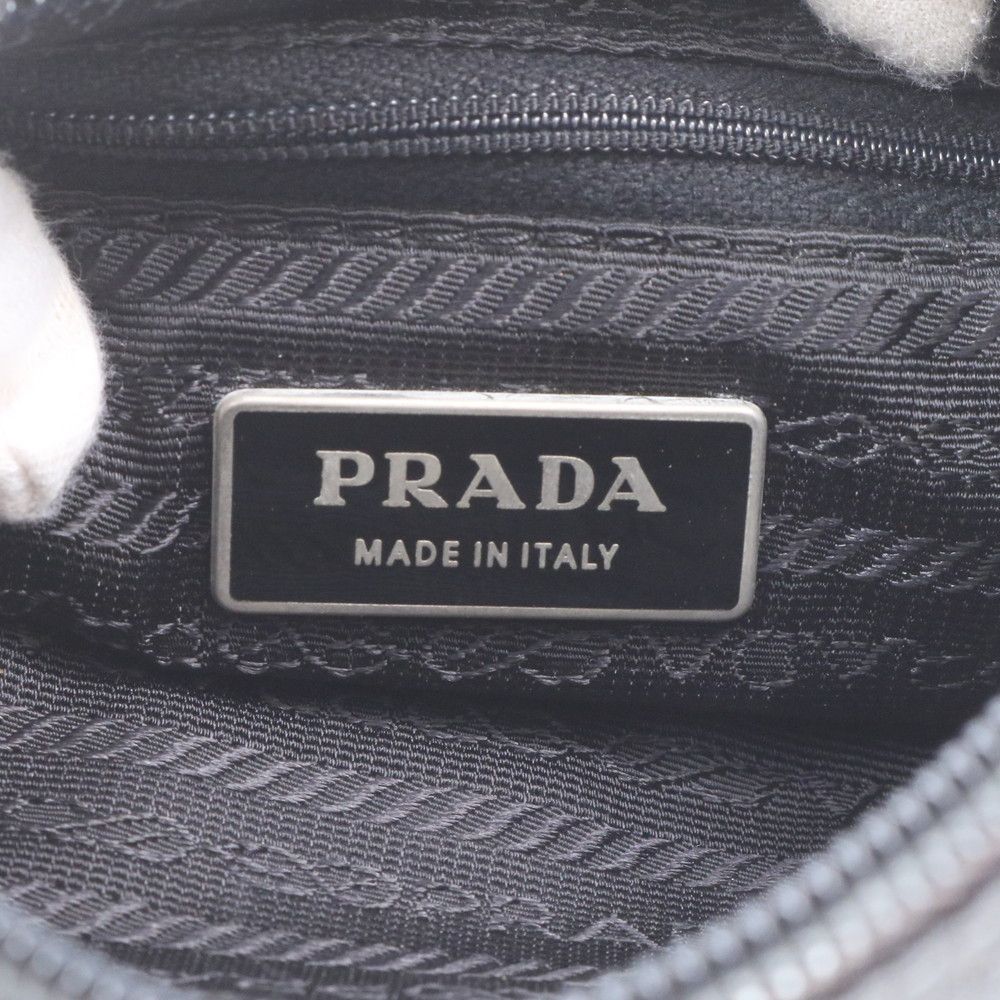 Prada Tessuto Nylon Trianglelogo Leather Shoulder Bag Crossbody Black — view 7