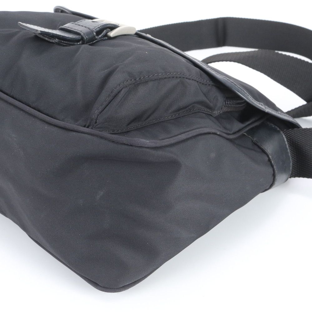 Prada Tessuto Nylon Trianglelogo Leather Shoulder Bag Crossbody Black — view 3