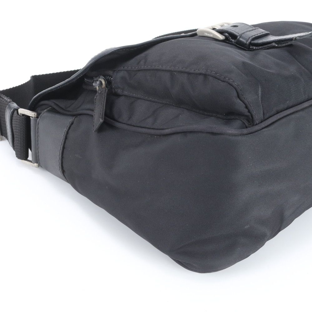 Prada Tessuto Nylon Trianglelogo Leather Shoulder Bag Crossbody Black — view 5