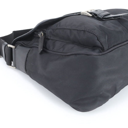 Prada Tessuto Nylon Trianglelogo Leather Shoulder Bag Crossbody Black — view 5