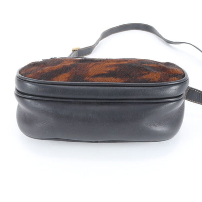 Gucci Vintage Leather Shoulder Bag Crossbody Black Brown — view 5