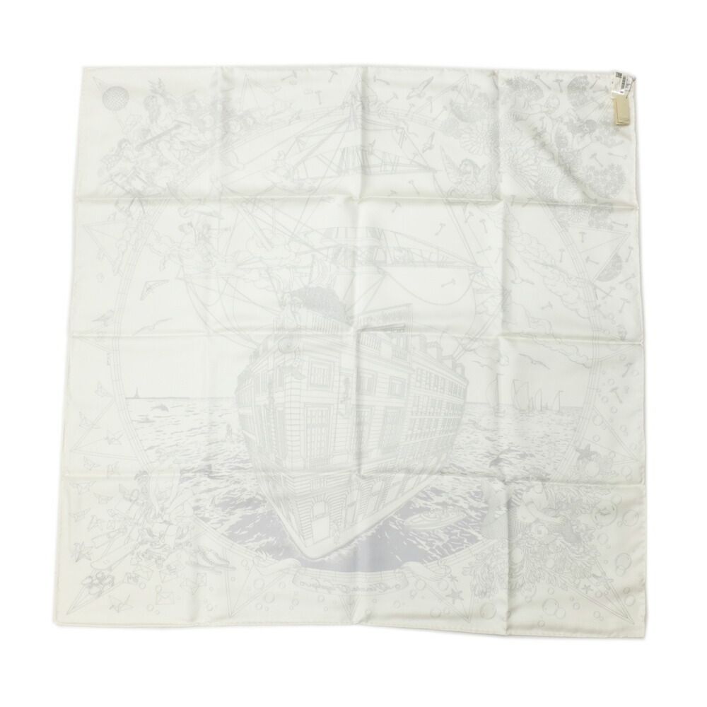 Hermes Heaven Carre 90 Herms Flagship White Silk 100% Scarf — view 6