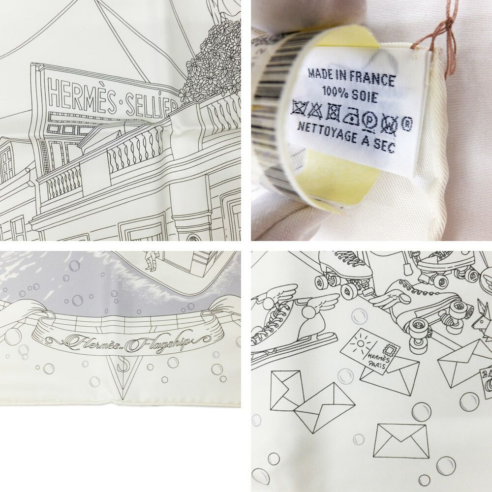 Hermes Heaven Carre 90 Herms Flagship White Silk 100% Scarf — view 8
