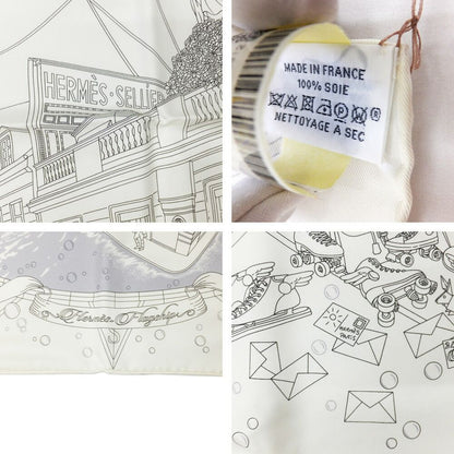 Hermes Heaven Carre 90 Herms Flagship White Silk 100% Scarf — view 8