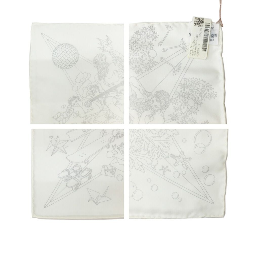 Hermes Heaven Carre 90 Herms Flagship White Silk 100% Scarf — view 7