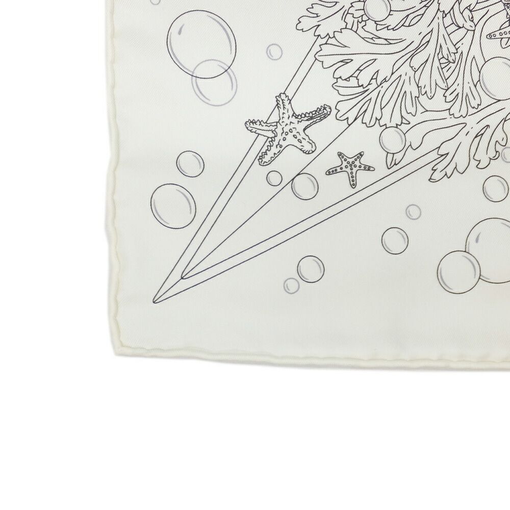 Hermes Heaven Carre 90 Herms Flagship White Silk 100% Scarf — view 5